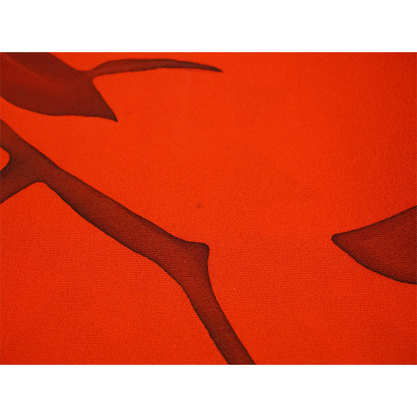 Vintage Haori Kimono Jacket Silk,Vivid Red base,  Maple Leaves