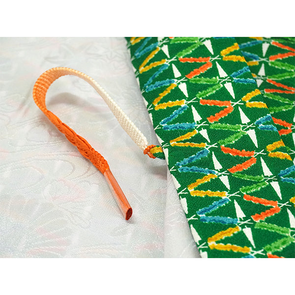 Vintage Haori Kimono Jacket Silk, Green base, Colorful Geometric Patterns