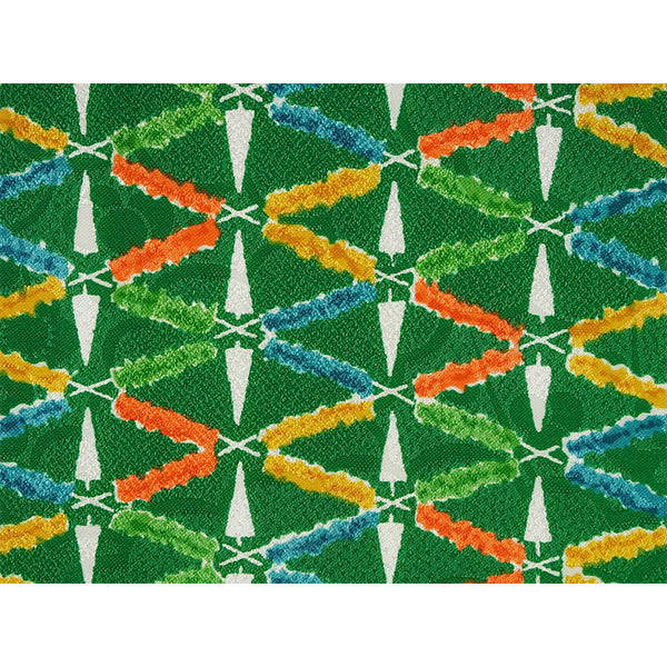 Vintage Haori Kimono Jacket Silk, Green base, Colorful Geometric Patterns