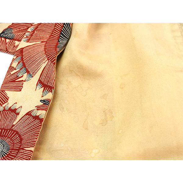 Vintage Haori Kimono Jacket Silk,Beige base, Elegant Floral Pattern
