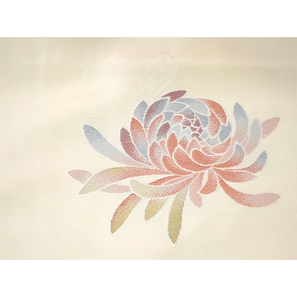 Vintage Haori Kimono Jacket Silk, Ivory Beige base,Chrysanthemums