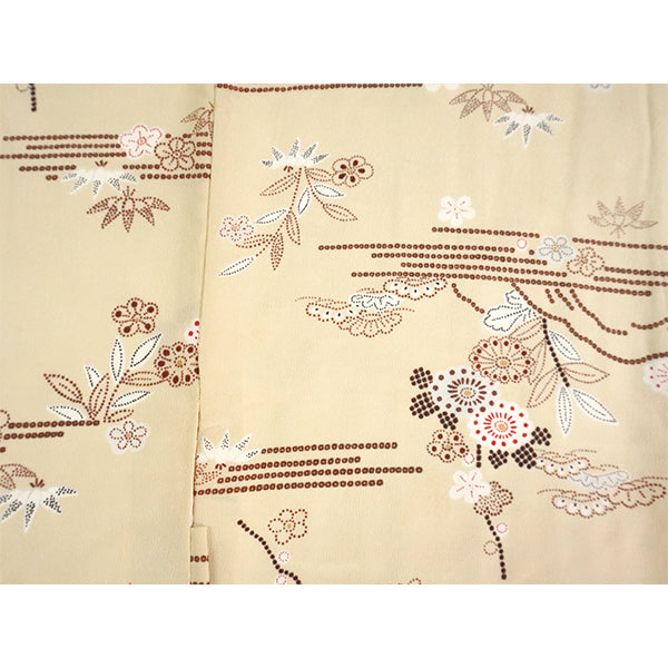 Vintage Haori Kimono Jacket Silk, Beige base, Pine, Bamboo, Plum & Chrysanthemums