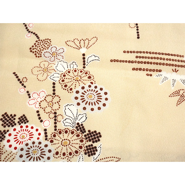 Vintage Haori Kimono Jacket Silk, Beige base, Pine, Bamboo, Plum & Chrysanthemums