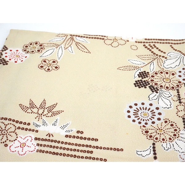 Vintage Haori Kimono Jacket Silk, Beige base, Pine, Bamboo, Plum & Chrysanthemums