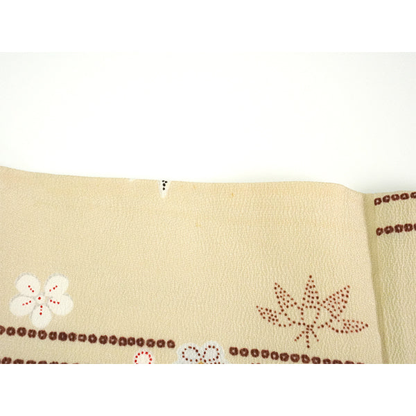 Vintage Haori Kimono Jacket Silk, Beige base, Pine, Bamboo, Plum & Chrysanthemums