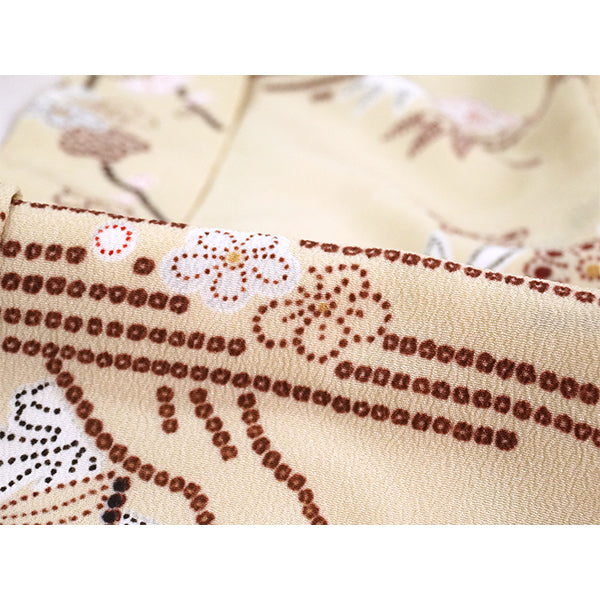 Vintage Haori Kimono Jacket Silk, Beige base, Pine, Bamboo, Plum & Chrysanthemums