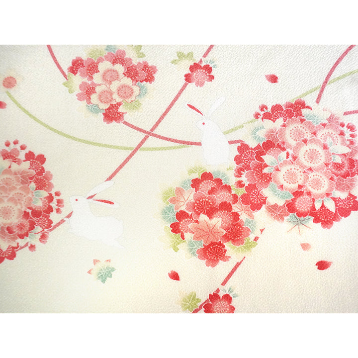 Furoshiki –japanese traditional wrapping cloth, 26.7 inch, Layon, Rabbit and Temari Flowers