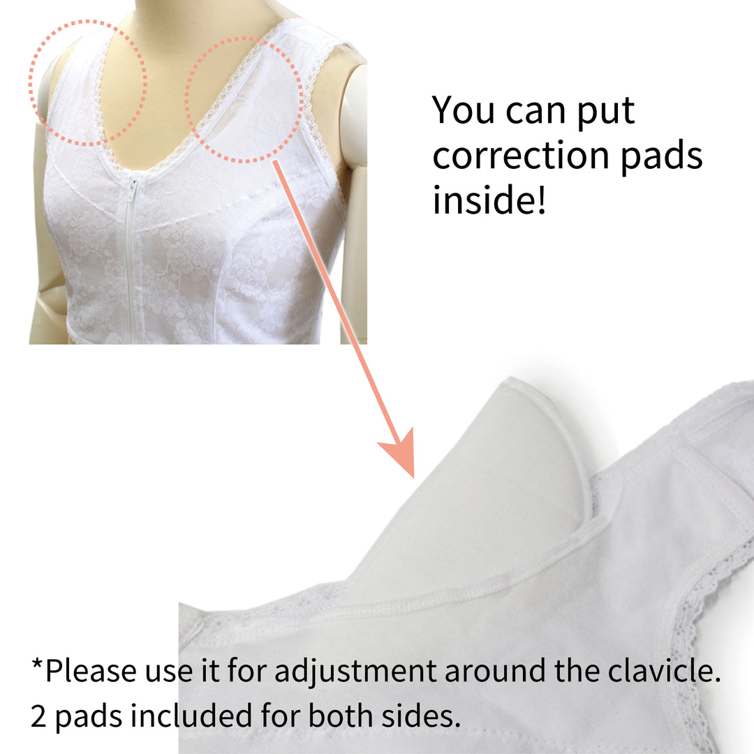 Kimono stretch bra front fastener with pocket and correction pad