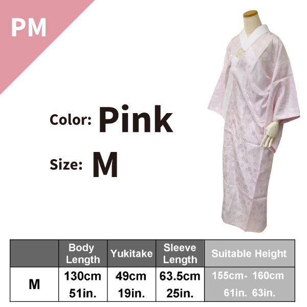 Women's Washable Nagajuban,Kimono Undergarment with Haneri White/Pink