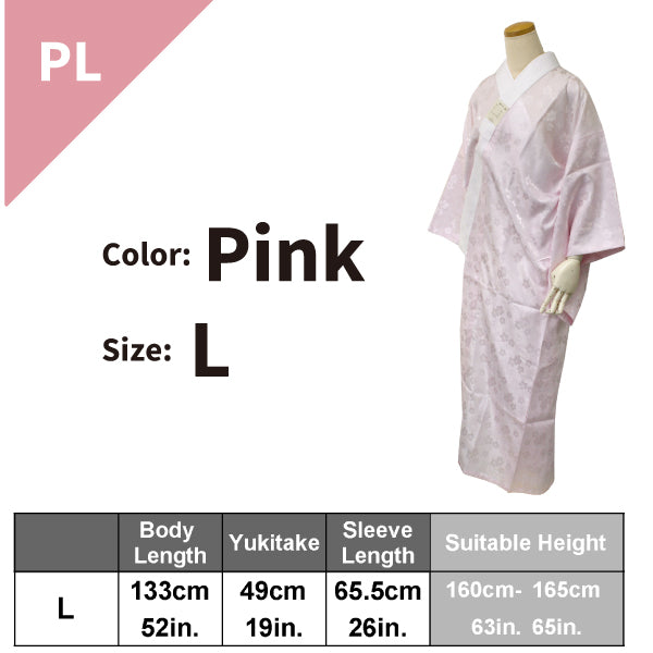 Women's Washable Nagajuban,Kimono Undergarment with Haneri White/Pink