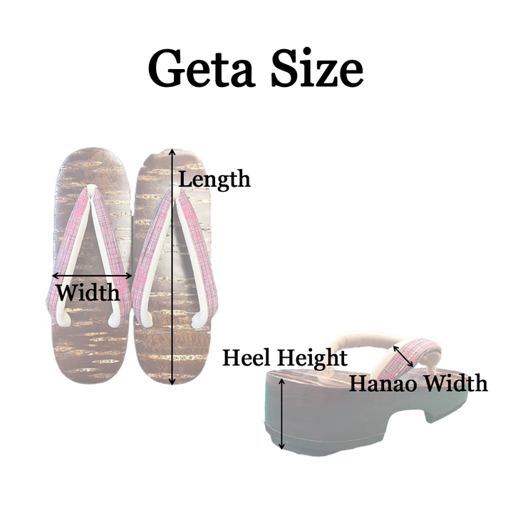 Woman's Wooden Geta Sandals : Pink checked (Made in Japan)