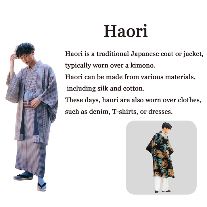 Men's Japanese Kimono Haori, Coat : Dark Blue *M size