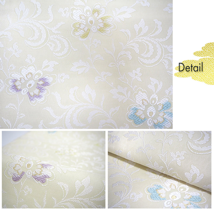 Silk Nishijin Nagoya Obi ,Cream with Floral Sarasa