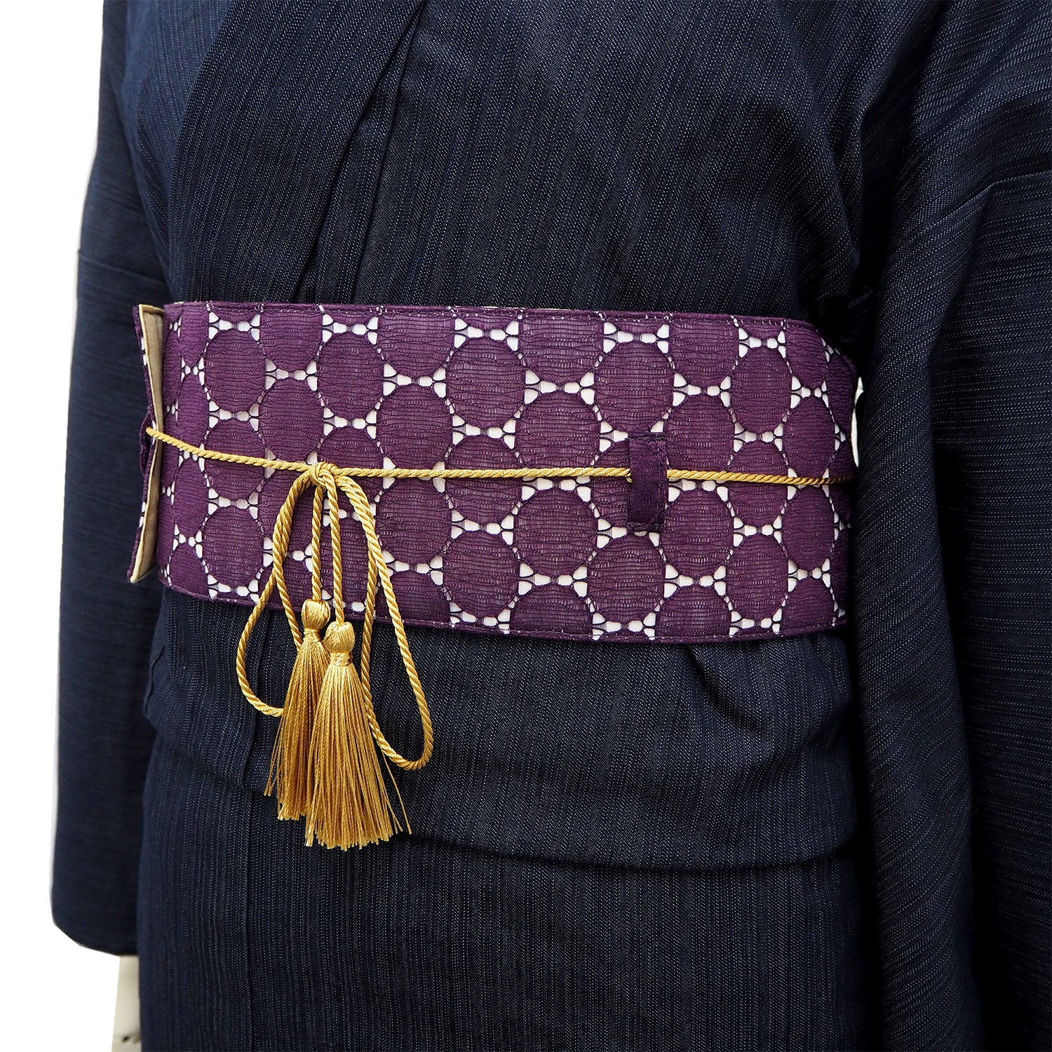 Easy-to-Tie Obi A sash that can be worn like a belt / black white