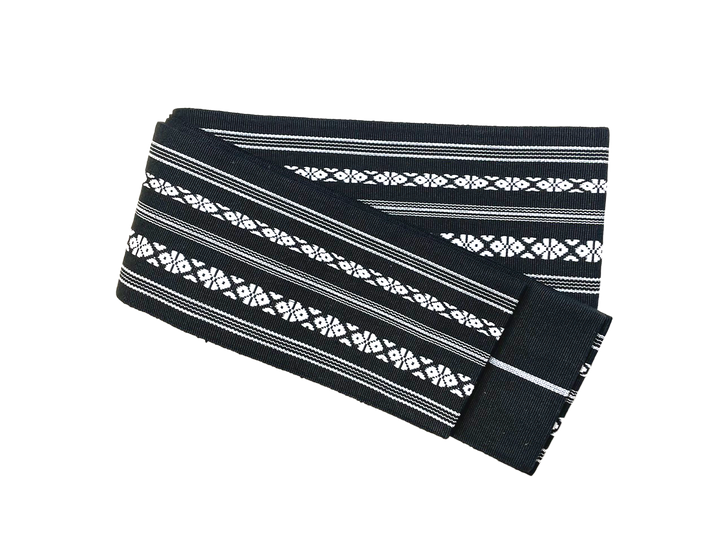 Men's Kaku-Obi Belt : Traditional pattern, Black