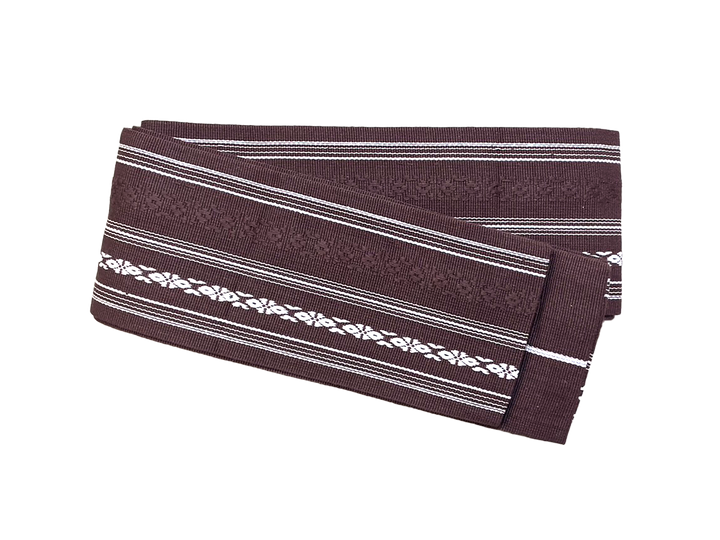 Men's Kaku-Obi Belt : Traditional pattern, Brown