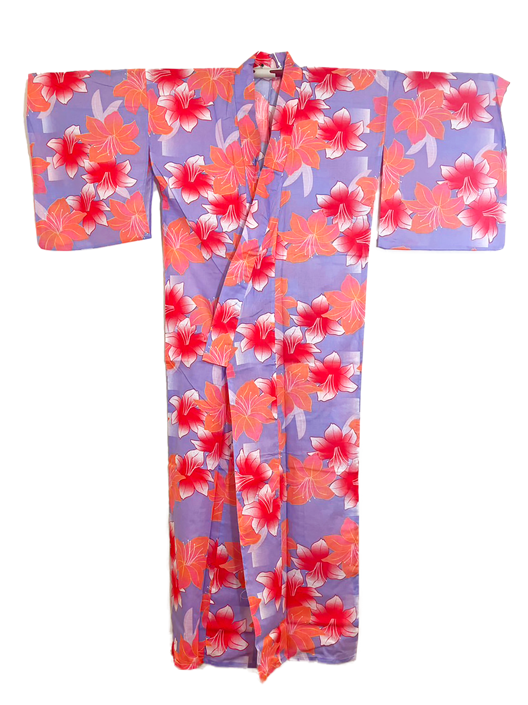 Women's Cotton Yukata, Casual Summer Kimono - Purple, Pink flowers