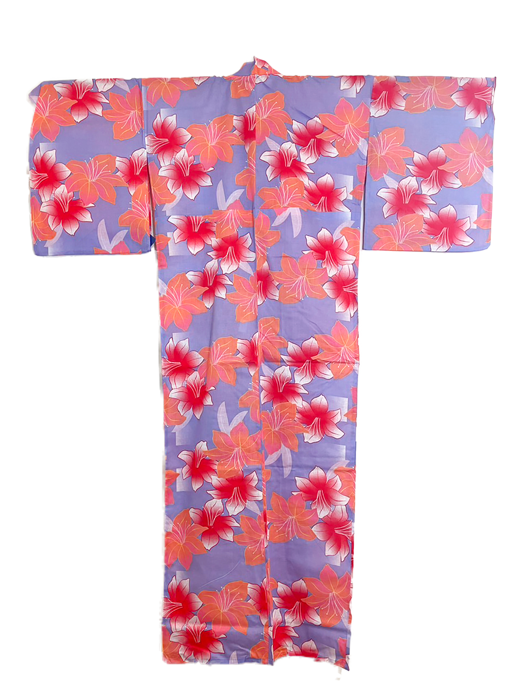 Women's Cotton Yukata, Casual Summer Kimono - Purple, Pink flowers