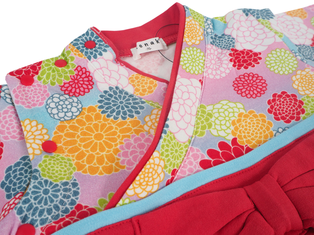 Babies' kimono rompers chrysanthemum pattern