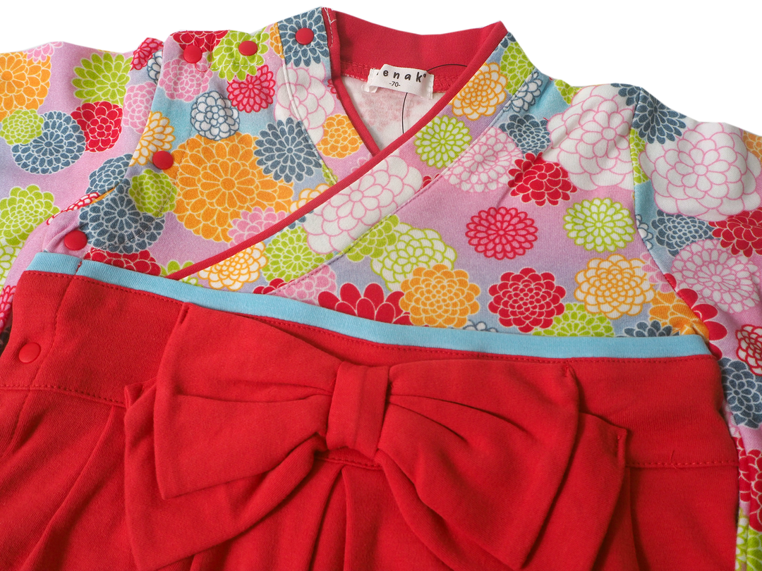 Babies' kimono rompers chrysanthemum pattern