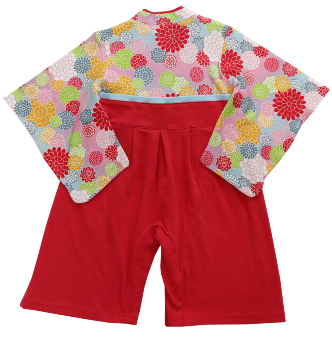 Babies' kimono rompers chrysanthemum pattern