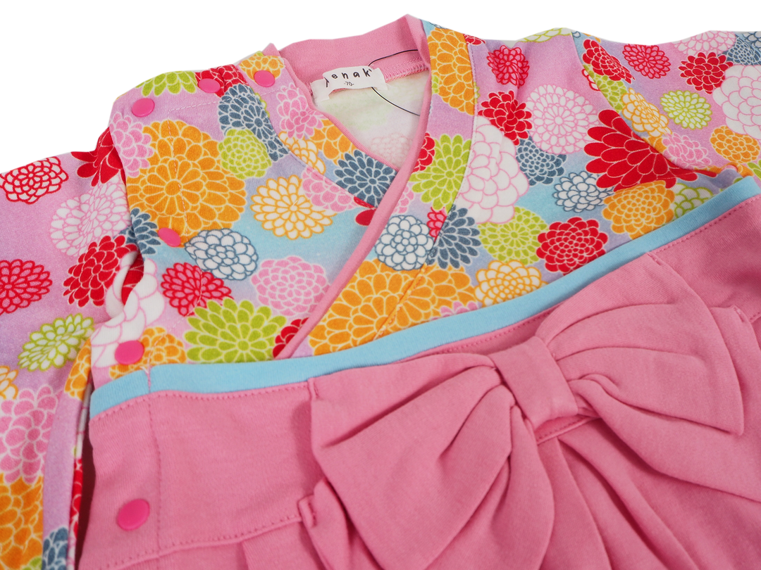 Babies' kimono rompers chrysanthemum pattern