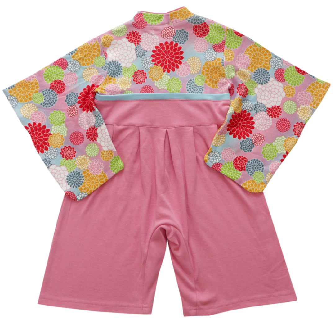 Babies' kimono rompers chrysanthemum pattern