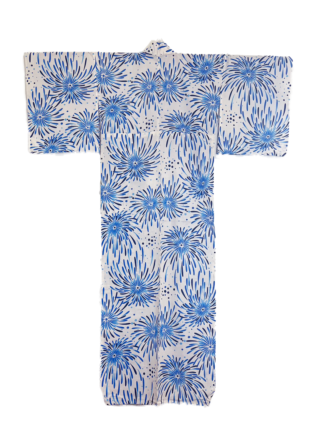 Women's Cotton Yukata, Casual Summer Kimono - Blue Fireworks