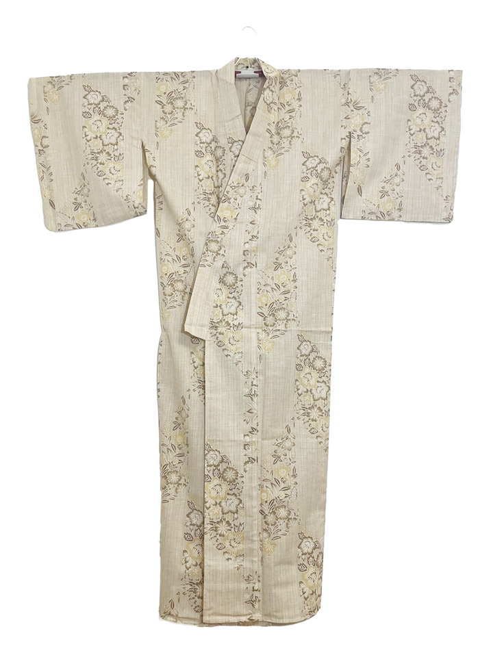 Women's Cotton Yukata, Casual Summer Kimono - Light beige