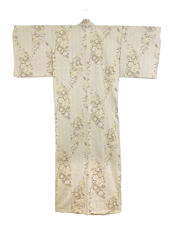 Women's Cotton Yukata, Casual Summer Kimono - Light beige