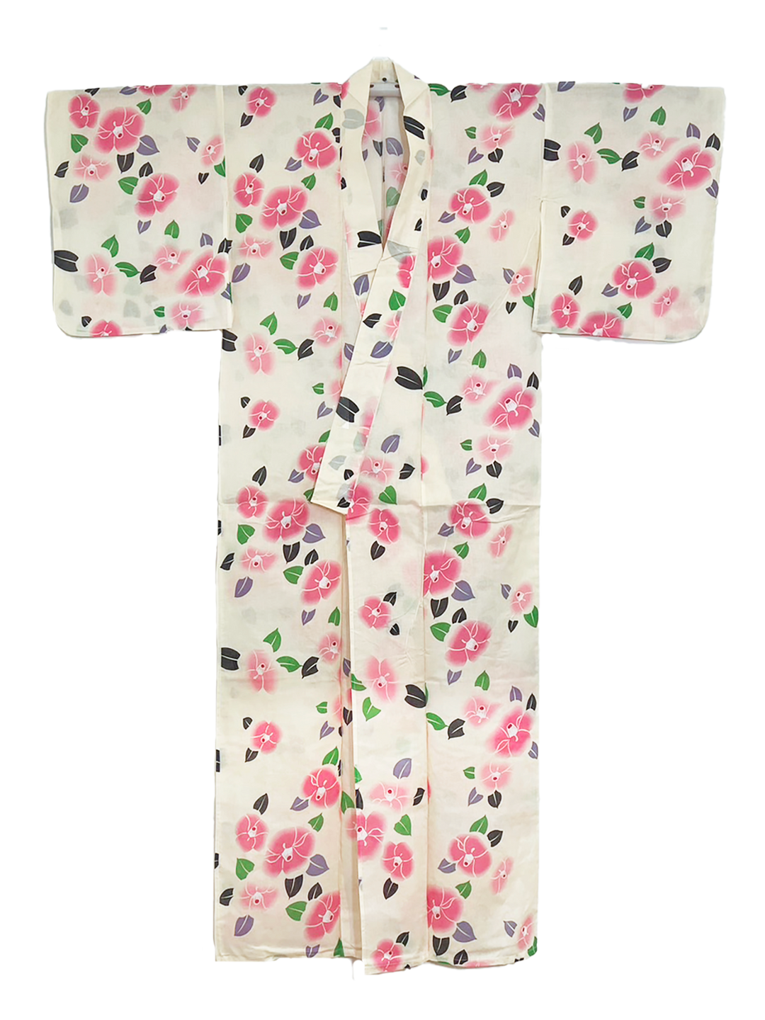 Women's Cotton Yukata, Casual Summer Kimono - Pink camellia