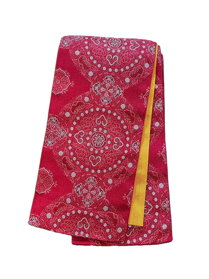 Women's Hanhaba-Obi / Half-width Obi : Red Paisley (an an)