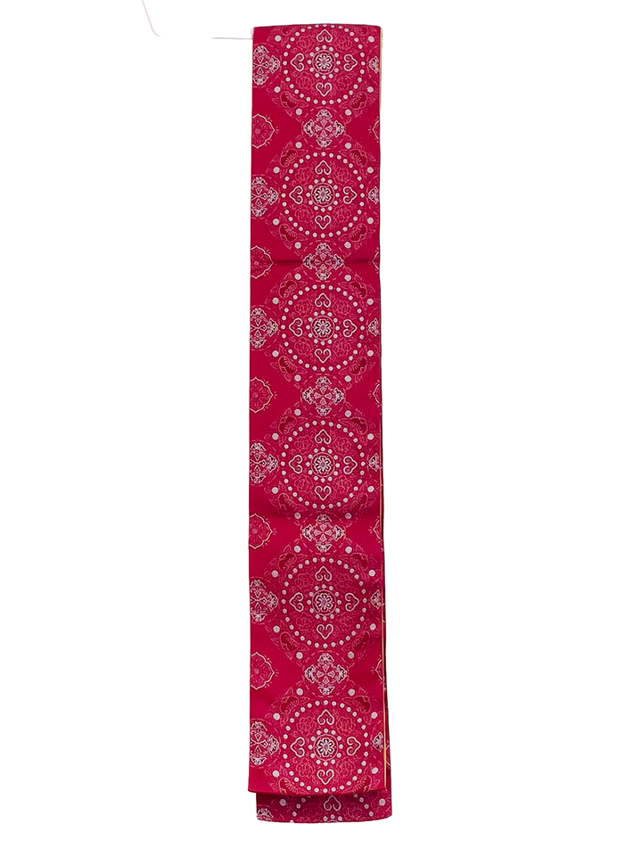 Women's Hanhaba-Obi / Half-width Obi : Red Paisley (an an)