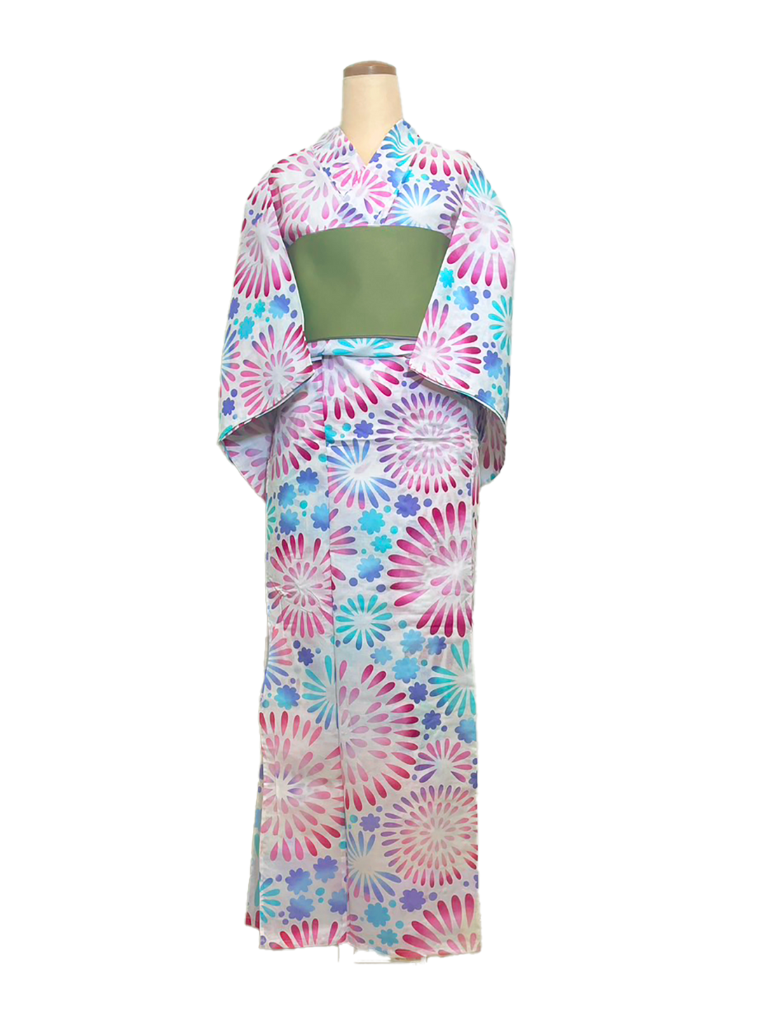 Women's Yukata Full Set  : Fire works & Purple obi