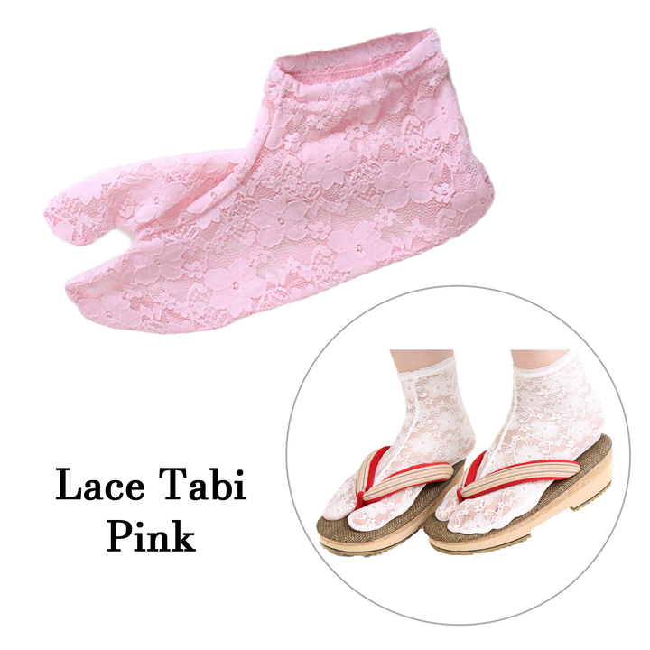 Japanese Kimono Lace Tabi Socks - Pink