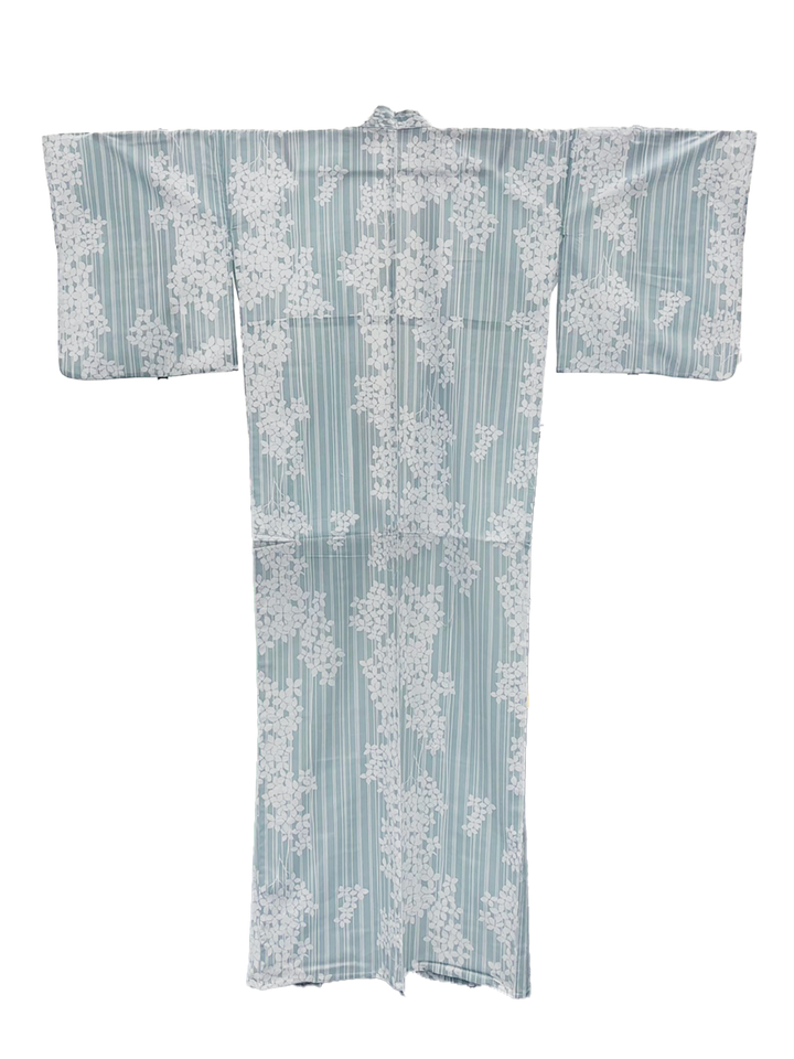 Women's PLUS size Cotton Yukata, Casual Kimono - Light Blue, Small flowers