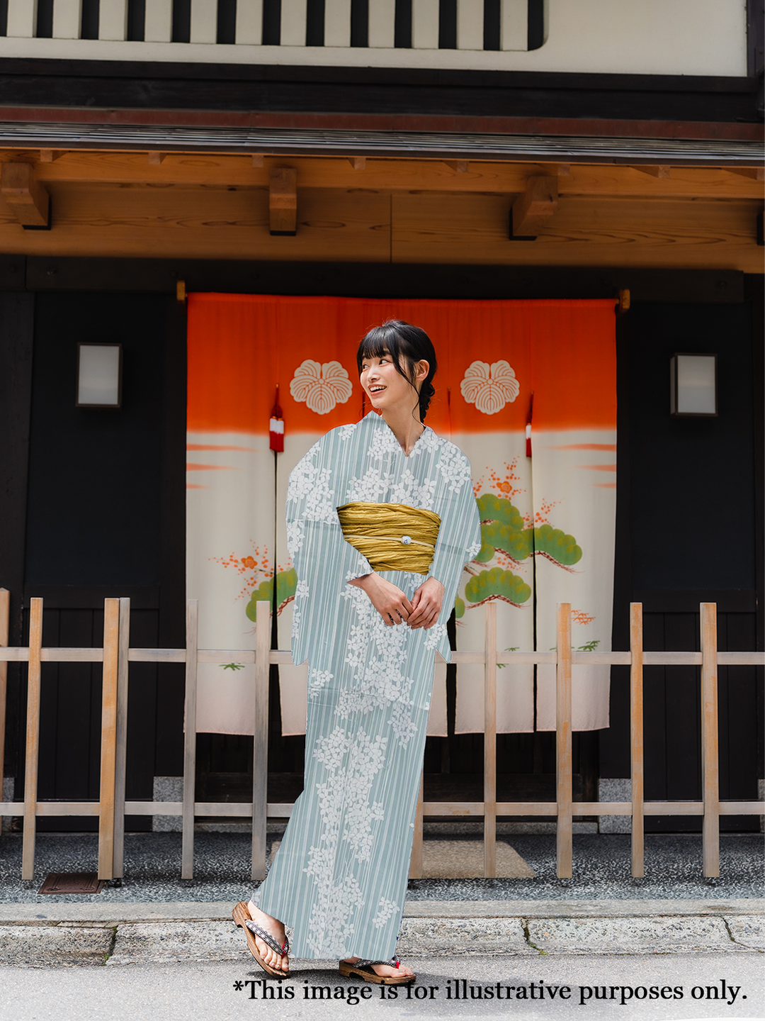 Women's PLUS size Cotton Yukata, Casual Kimono - Light Blue, Small flowers