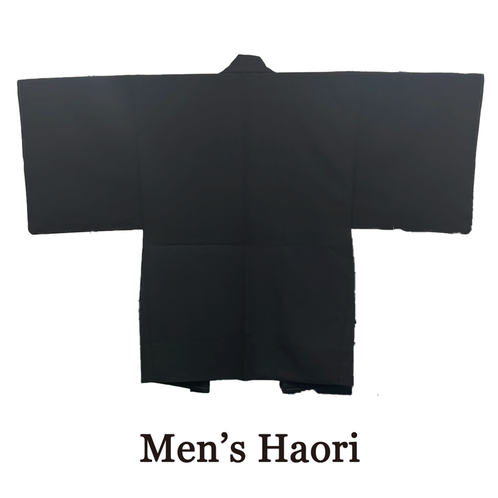 Men's Japanese Kimono Haori, Coat : Simple Black *M size