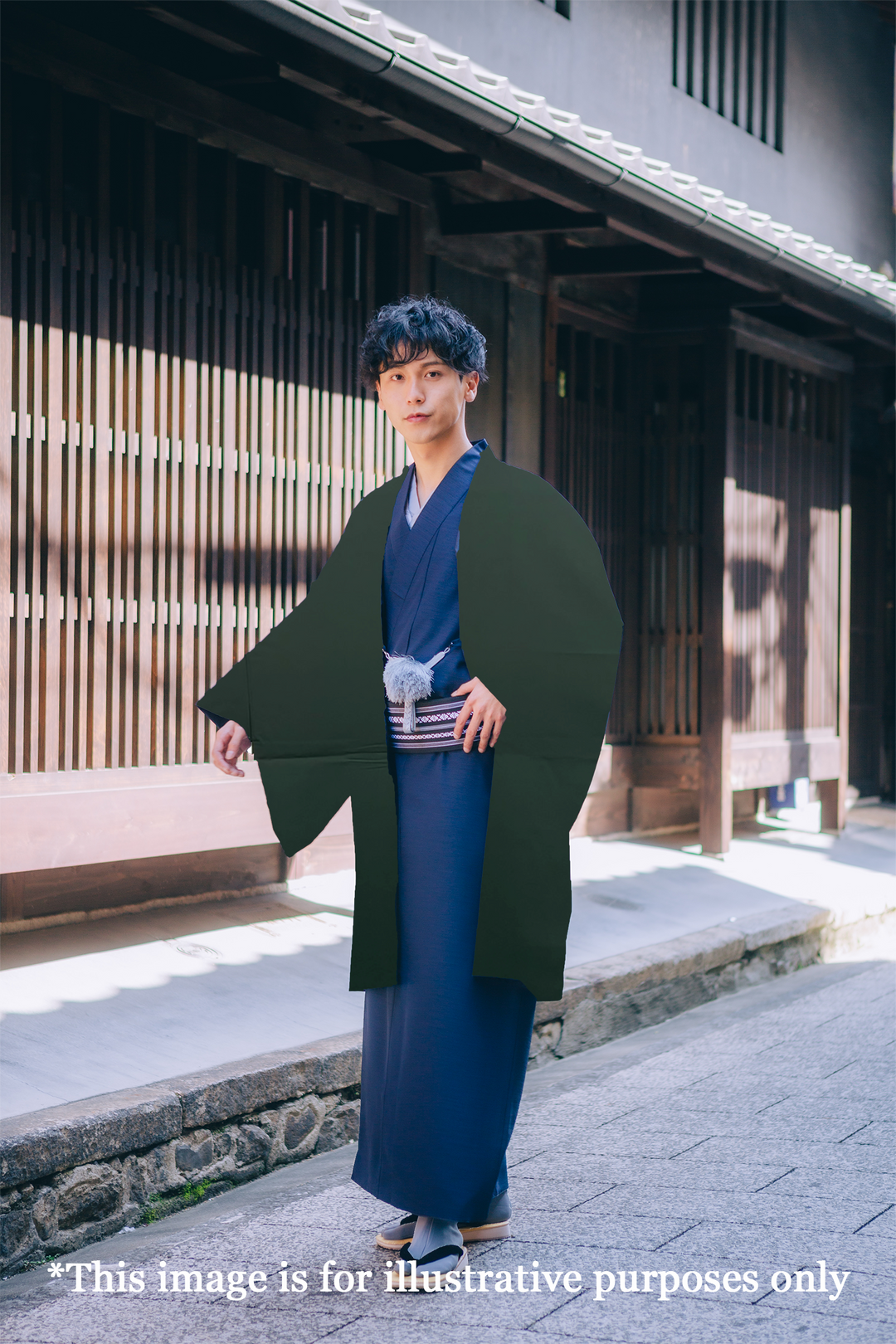 Men's Japanese Kimono Haori, Coat Simple Green *LL size – Kyoto