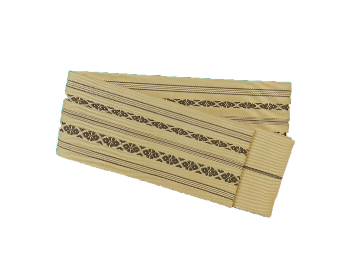 Men's Kaku-Obi Belt : Traditional pattern, Beige