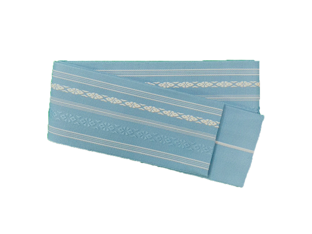 Men's Kaku-Obi Belt : Traditional pattern, Light Blue