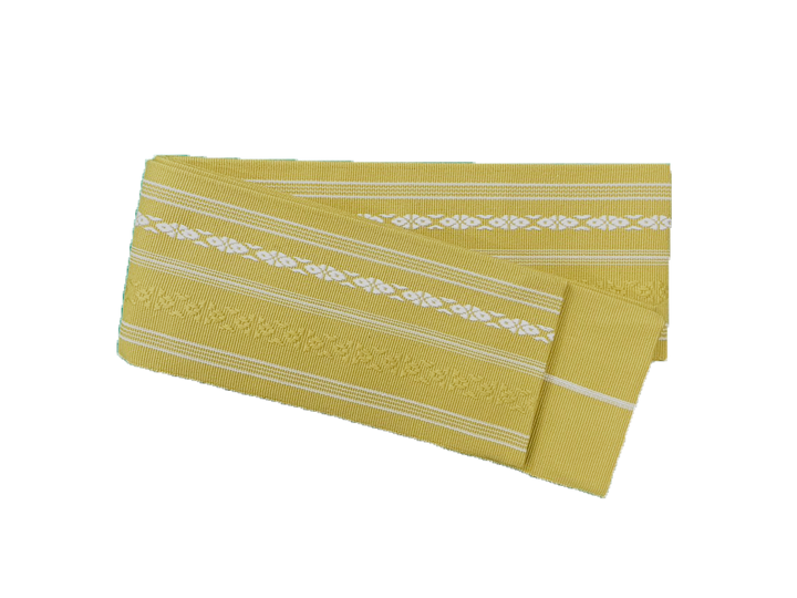 Men's Kaku-Obi Belt : Traditional pattern, Light Yellow