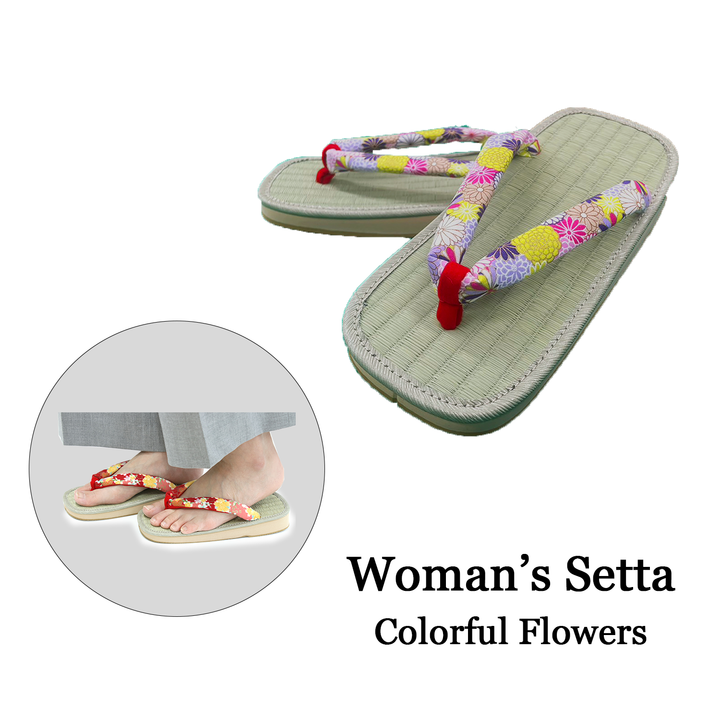 Woman's Tatami setta sandals : Colorful Flowers