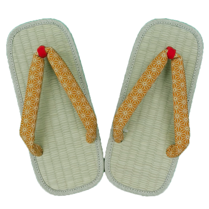 Woman's Tatami setta sandals : Orange Flex-leaf pattern