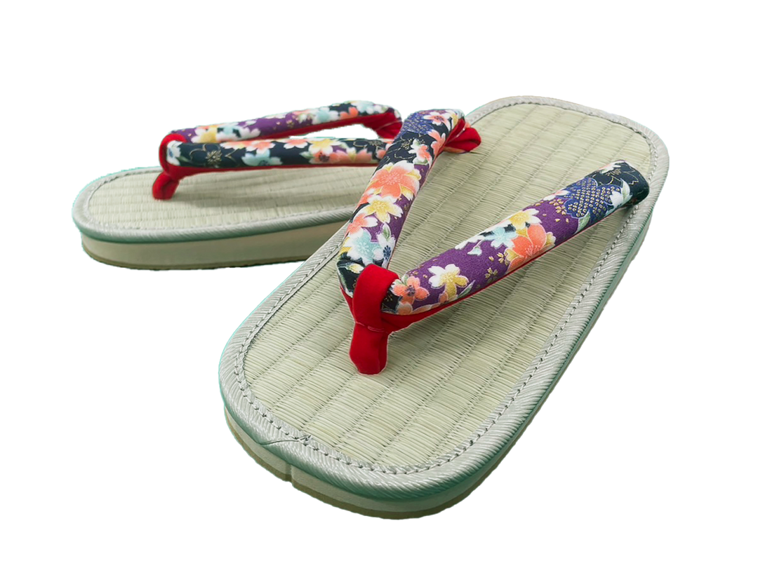 Woman's Tatami setta sandals : Purple Flowers