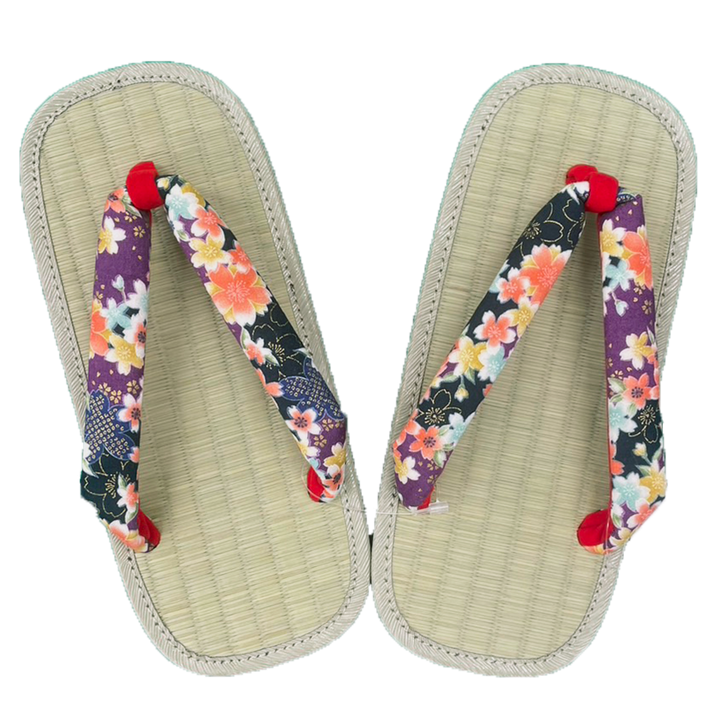 Woman's Tatami setta sandals : Purple Flowers