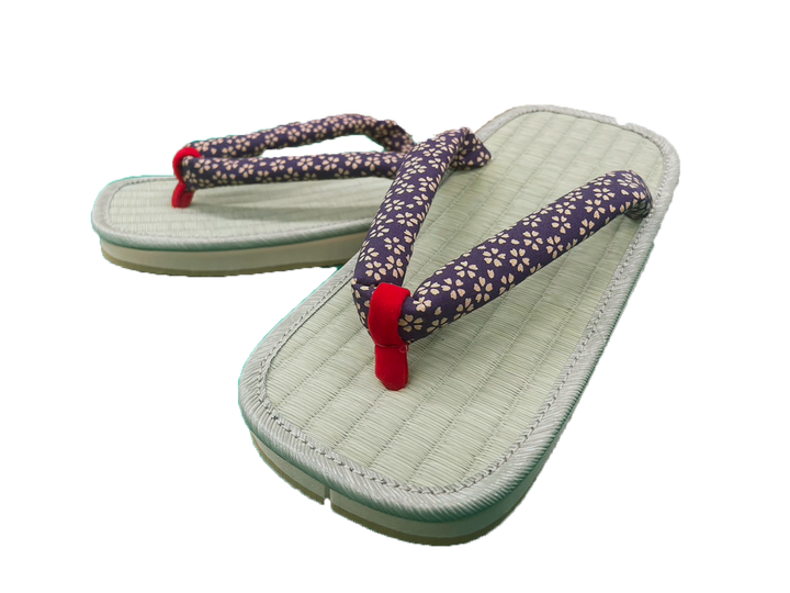 Woman's Tatami setta sandals : Purple Cherry blossoms