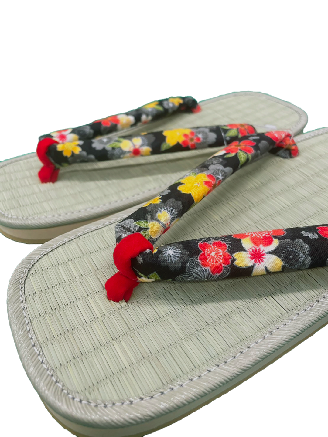 Woman's Tatami setta sandals : Black Flowers