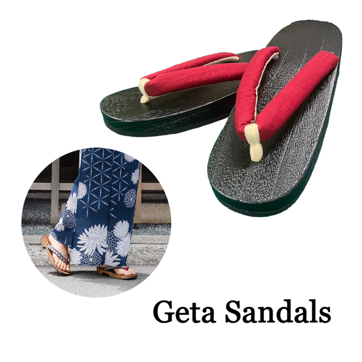 Woman's Wooden Geta Sandals : Red & Black sole