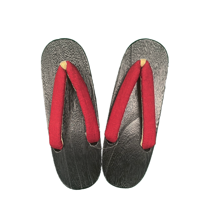 Woman's Wooden Geta Sandals : Red & Black sole